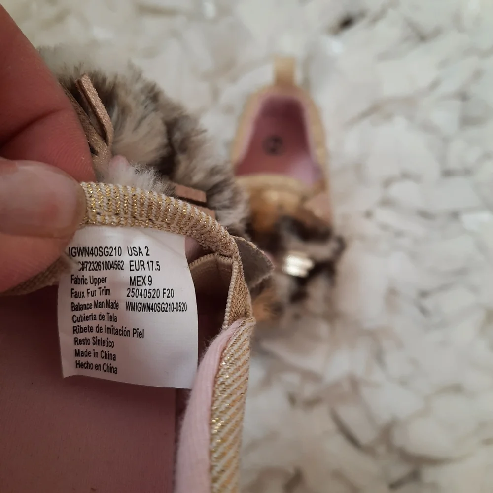 4 / $20 Kawaii Cat Crib Shoes Slip On Kitty Faux Fur Leopard Print Trim Baby 2